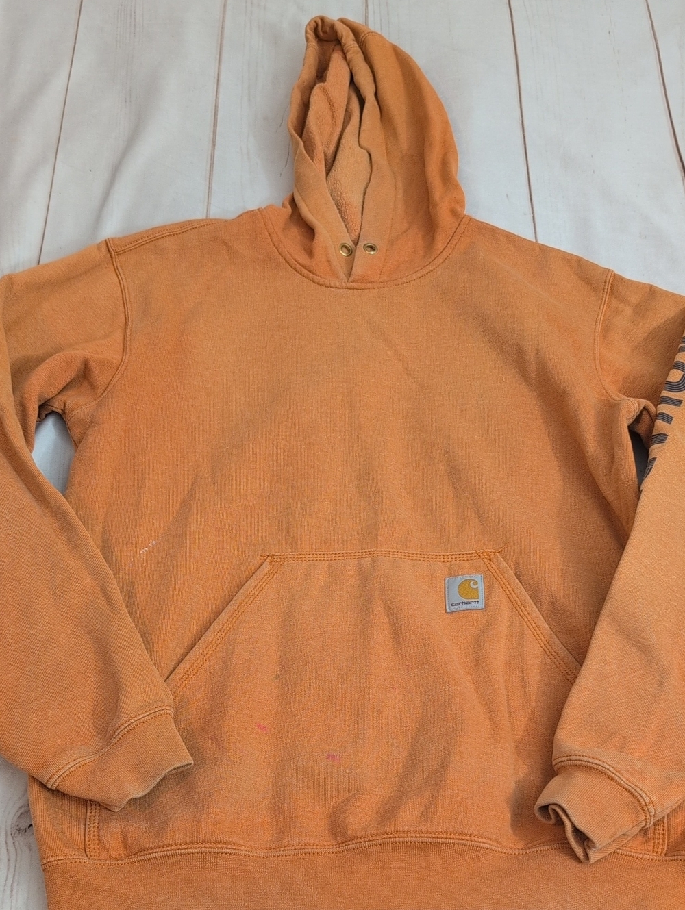 Carhartt Midweight Logo Sleeve Pullover Hoodie size Small Burnt Orange